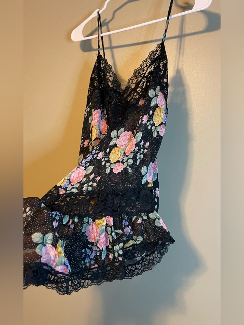 Vintage 1980’s Erica Taylor 2 Piece Floral Lace Sheer Teddy Romper & Robe Set - Picture 5 of 15